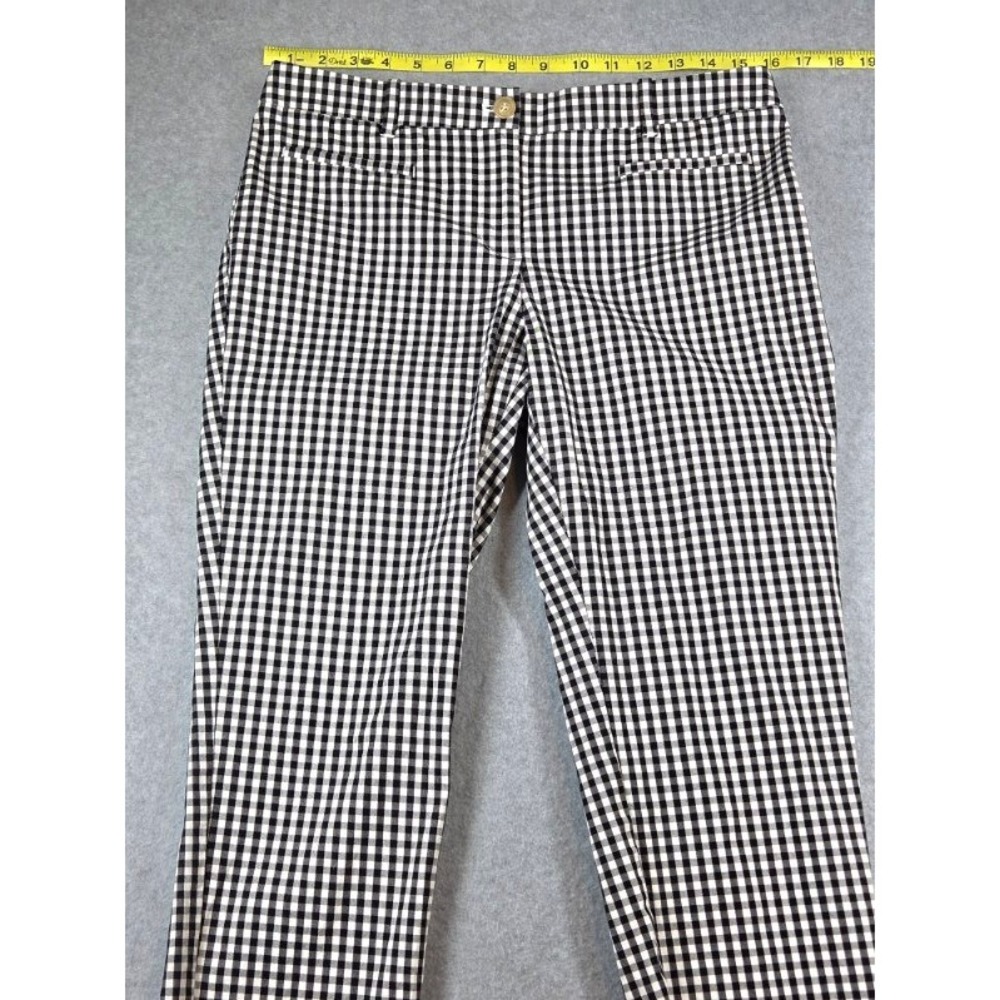 Ann Taylor Black White Gingham Ankle Pants Size 4 Stretch Cotton Slim Trousers - Picture 2 of 7